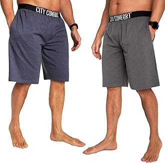 CityComfortMens Pyjama Shorts - Comfy Lounge Shorts with Pockets Pack of 2OEKO-TEX STANDARD 100