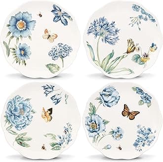 833416 Butterfly Meadow Blue 4-Piece Dessert Plate Set