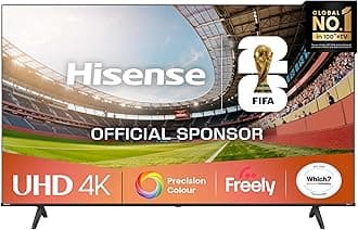 Hisense 58" 58E6QTUK 4K Ultra HD Smart TV AI TV - 4K UHD, Hi-View AI Engine, Precision Colour, AI Smooth Motion, Sports Mode with Freely, Disney +, YouTube, Netflix