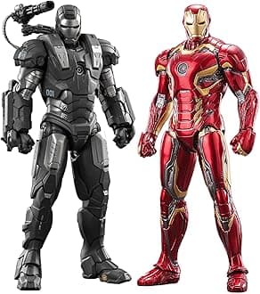 Set 2-PackIronman Action Figures 7 inch All Joints Movable Collectable Toys-Full Metal Painting with Lots of Accessories Suit-up Model(WM1 & MK45)