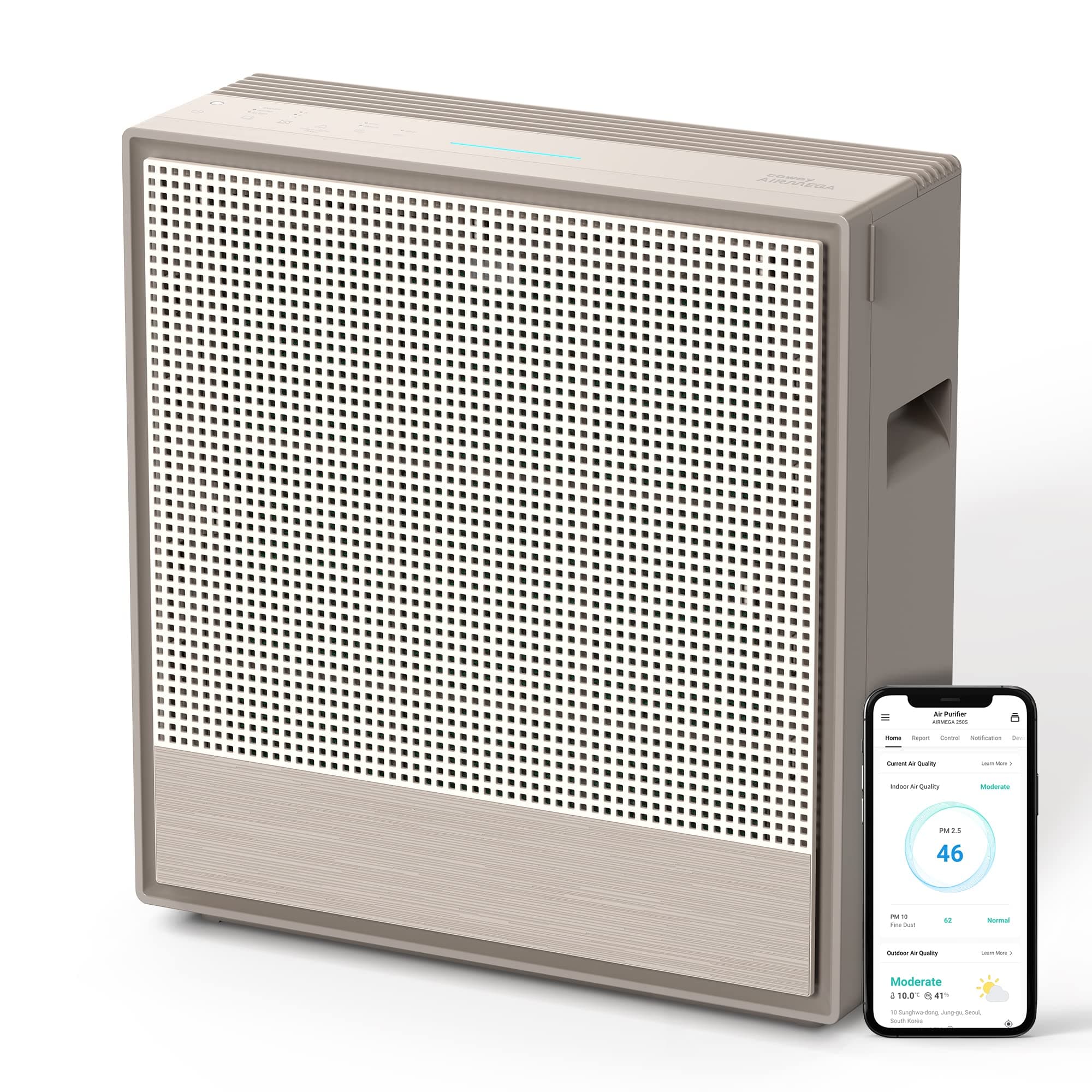 Coway Airmega 250S App-Enabled Smart Technology, Compatible With Amazon Alexa True HEPA Air Purifier, Covers 930 Sq.ft