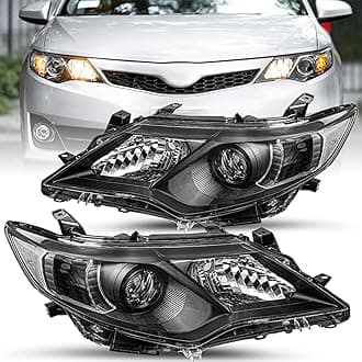 JSBOYAT Headlight Assembly Replacement for 2012 2013 2014 Toyota Camry SE/L/LE/XLE/Hybrid Projector Driver Passenger Side (Black Housing with Clear Reflector)