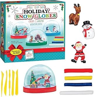 Make Your Own Holiday Snow Globes Kit | Sculpt, Decorate & Shake 3 Festive Winter Scenes | DIY Christmas Crafts for Kids to Build Creativity & Fine Motor Skills (Ages 6+)
