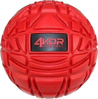 4KOR Fitness Massage Ball for Deep Tissue Myofascial Trigger Point Release, Physical Therapy, and Muscle Relief - 1 Grippy Mobility Roller Ball - Large 4.75 Inch Red Fireball