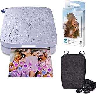 HP Sprocket Portable 2x3 Color Instant Photo Printer (Lilac) Zink Paper Bundle