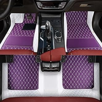 Custom car Floor mat is Compatible for Mercedes-Benz，to All Models for Benz (2000-2025) C260/C200/S500/ A260/ B200，Luxurious ‌All-Weather car Floor MATS. (Purple Rice & White)