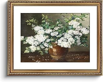 ARPEOTCY Vintage Gold Framed Large Wall Art, Nature Floral Flowers Retro Paintings, Canvas Prints Artwork with Antique Frame, Victorian Wall Pictures Decor for Living Room Gallery Room, 16x20 inch