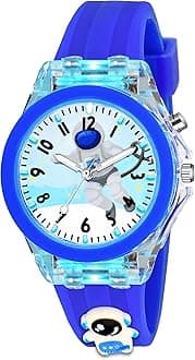 Cute Cartoon Multi Color Lights Rubber Strap Analog Watch for Girls