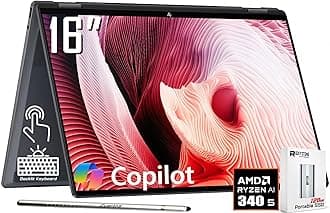 OmniBook X Flip 2-in-1 Copilot+ AI PC Laptop, 16" 2K Touchscreen, AMD 6-Core Ryzen AI 5 340(>Intel i5-13420H), 16GB LPDDR5X, 1TB SSD, 5MP IR Webcam, Backlit KB, W/128GB PSD&Stylus, Win11 Home