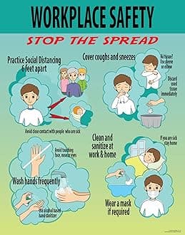 Stop The Spread Workplace Health Safety Awareness Poster Sign General Public, 16"X 20", Made in the USA