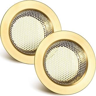 Retisee 2 Pcs Sink Strainer Stainless Steel Kitchen Sink Drain Strainer Basket Cover Mesh Hair Food Catcher, Large Wide Rim of 4.4 Diameter(Brushed Gold)