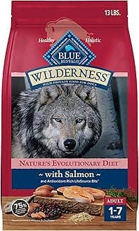Blue Buffalo Wilderness Natural High-Protein Dry Food for Adult Dogs, Salmon Recipe, 13-lb. Bag