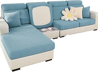 MIFXIN Couch Cushion Covers Sofa Cover Magic Sofa Cover Stretch Universal Elastic L Shape Sofa Sectional Cushion Slipcover Chaise Lounge Furniture Protector (Weave Blue, Backrest Cover)