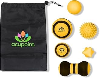 Acupoint Massage Ball Set - 6 Physical Therapy Balls for Post Workout (Yellow)