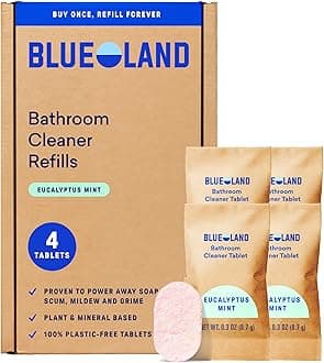 BLUELAND Bathroom Cleaner, 4-Pack Refill, Eucalyptus Mint Scent, Eco-Friendly Cleaning Supplies, 4 x 24 Fl oz