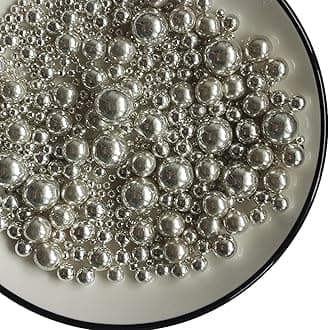 Edible Silver Pearls Sugar Sprinkles 120g/4.23 oz, Mix size Candy Pearl for Cake Decorating and Cupcake Toppers, Cookie Decorations Topping, Wedding Shower Party Valentines Halloween Christmas