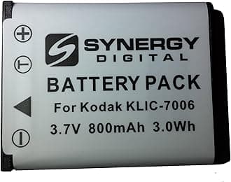 Synergy Digital Camera Battery, Compatible with Kodak PIXPRO FZ55 Digital Camera, (Li-Ion, 3.7V, 800 mAh) Ultra High Capacity, Replacement for Kodak KLIC-7006 Battery