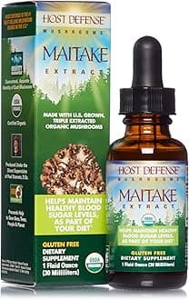 Host DefenseMaitake Extract, Promotes Normal Blood Sugar Metabolism Already Within The Normal Range, Daily Mushroom Supplement, Vegan, Organic, 1 oz (30 Servings)