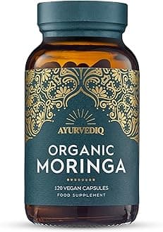 Organic Moringa Capsules 500mg, 120 High Strength Moringa Powder Capsules – Soil Association Certified Moringa Oleifera Powder - Vegan Ayurvedic Products