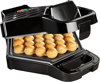 Bubble Waffle Maker- Electric Non stick Hong Kong Egg Waffler Iron Griddle - Ready in under 5 Minutes- Free Recipe Guide Included