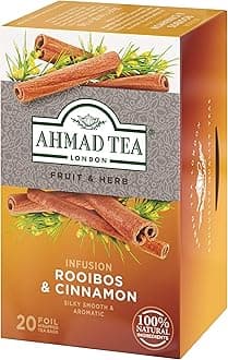 Ahmad Tea Herbal Tea, Rooibos & Cinnamon Teabags, 20 ct (Pack of 1) - Decaffeinated & Sugar-Free