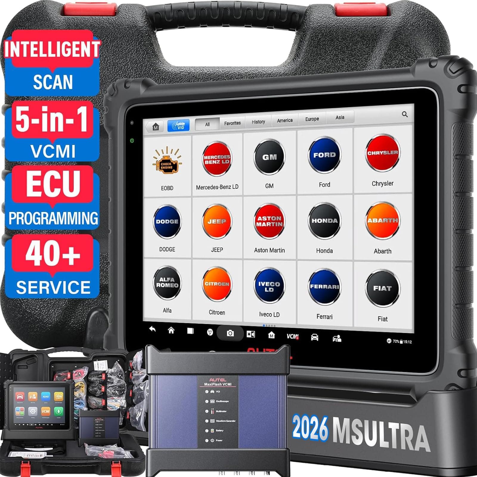 2026 Autel MaxiSYS Ultra Scanner: Top Auto Tool with 40+ Service, 5-in-1 VCMI, Intelligent Scan, Topology Map, OE Programming & Coding, Upgraded of MaxiCOM Ultra Lite Elite II Pro MS919 Ultra EV