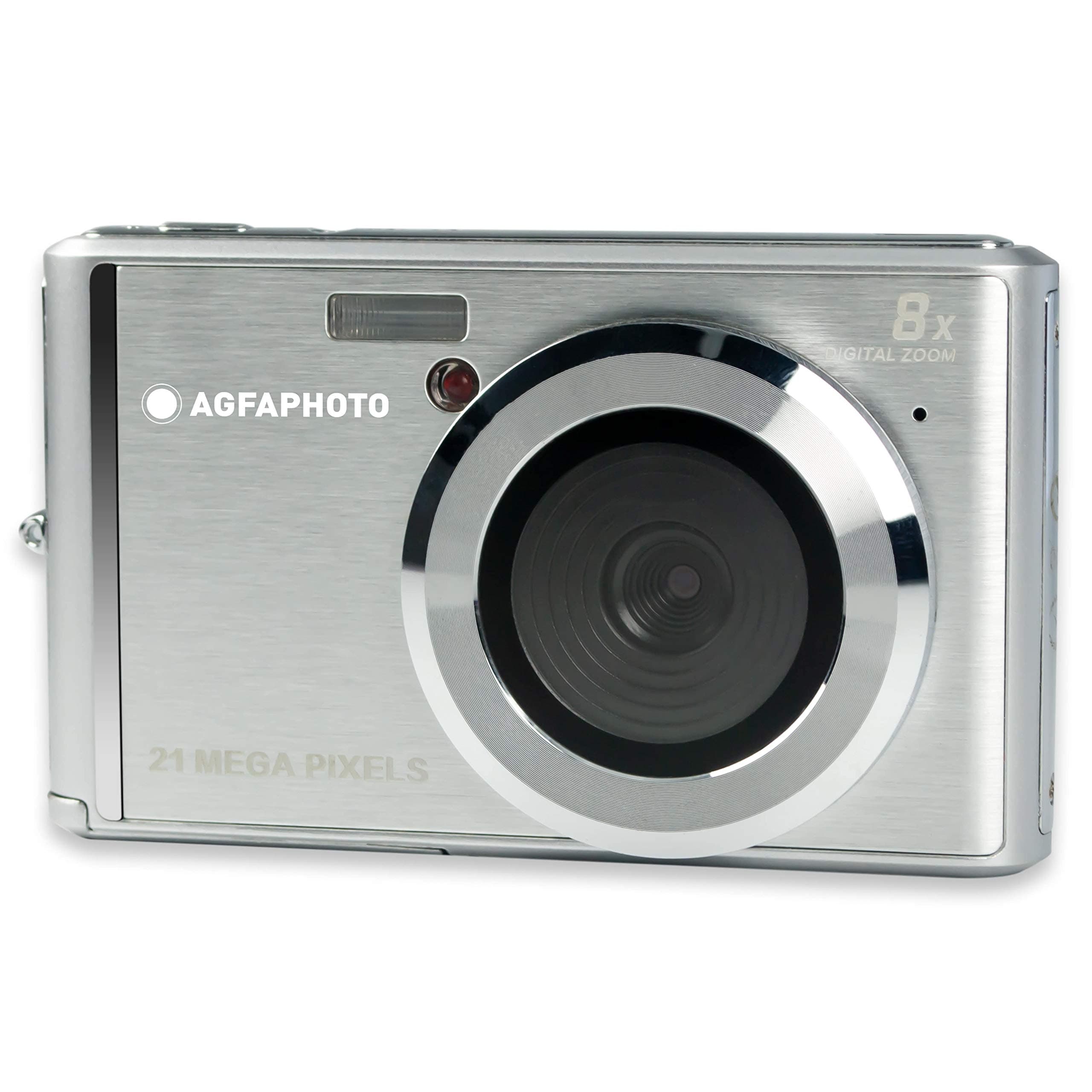 AGFA Compact Digital Camera with 21 Megapixel CMOS Sensor, 8x Digital Zoom and LCD Display, Silver