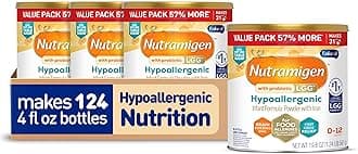 Nutramigen Hypoallergenic Baby Formula with Iron, Lactose Free, Colic Relief from Cow's Milk Allergy Starts in 24 Hours, Brain Building DHA, Probiotic LGG for Immune Support, 19.8 Oz, 4 Count