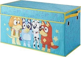 Idea Nuova Bluey Collapsible Storage Trunk Durable Fabric Chest with Soft Lid, 28.5"x14.5"x16",Kids Room Organizer