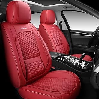 VALIWARR Full Coverage Faux Leather Car Seat Covers Full Set Fit for Cars Trucks Sedans SUVs with Waterproof Leatherette in Auto Interior Accessories (Wine red)
