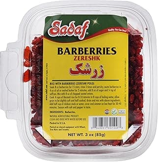 Sadaf Dried Barberries - Persian Zereshk - Dried Barberries for Cooking and Food Flavoring - Middle Eastern Cuisine - 3 Oz
