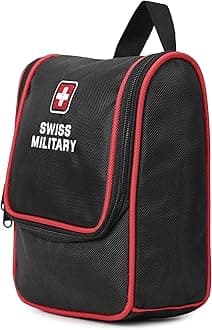 Swiss Military Toiletry Bag for Men and Women, Travel Organizer Pouch, Water-Resistant Polyester, Multiple Compartments with Quick-Access Pocket, Durable Zippers, Lightweight 3L Capacity, Black