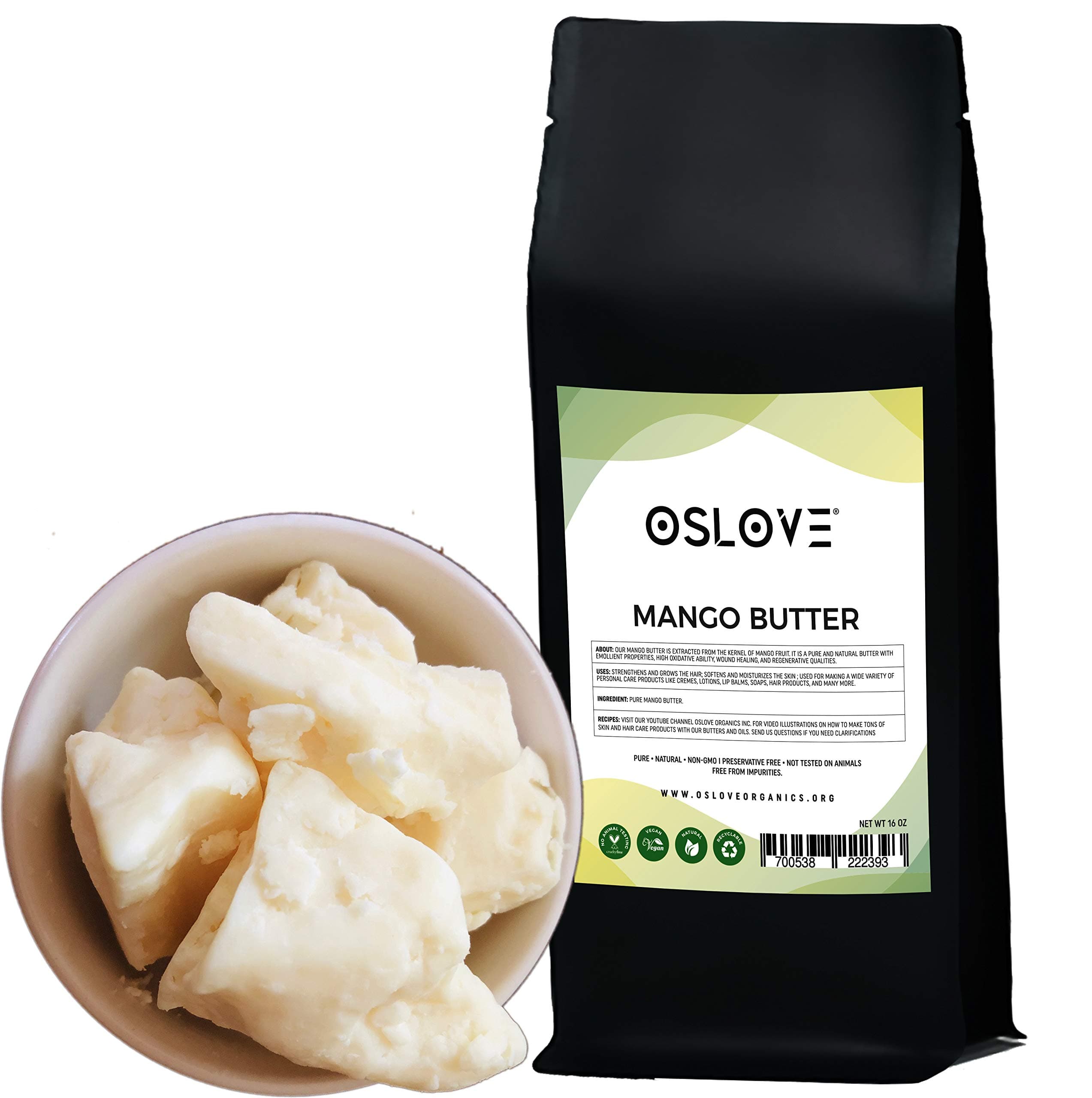 Mango Butter 1 LB Pure, Natural, Hand -packed, Fresh & Fluffy in DIY mixes | Obtained from Mango seeds | Use for DIY leave in conditioner, Salves, Body Butter, Lotions & Soaps