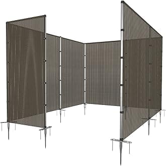 PATIO Outdoor Privacy Fence with Stainless Steel Poles Dog Fencing for Deck Backyard Yard Freestanding Removable Privacy Fence Barrier Garden Chicken Fence with Spikes Hollow Brown 6'x122'
