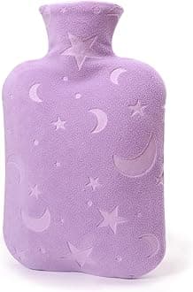 Hot Water Bottle with Soft Cover - 2L Hot Water Bag for Cozy Nights, Feet and Bed Warmer, Purple