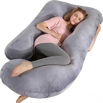BATTOP Pregnancy Pillows Full Body Maternity Pillow for Sleeping with Cooling Washable Cover,Support for Back, Hips, Legs, Belly for Pregnant Women (Velvet-Grey)