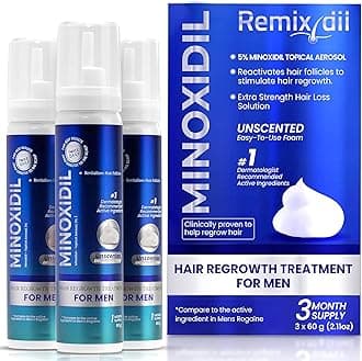 Remixidil Men’s 5% Minoxidil Foam | Hair Regrowth Treatment for Men | Clinically Proven Formula for Hair Loss and Hair Growth | No Scalp Irritation | 3-Month Supply
