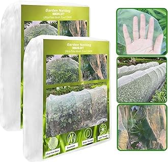 Garden Netting, 2 Pack 10X39.3FT Ultra Fine Insect Netting for Vegetable Flowers Fruits, Garden Mesh Plant Cover Row Cover Barrier Protection Net for Birds, Garden Netting for Raised Beds