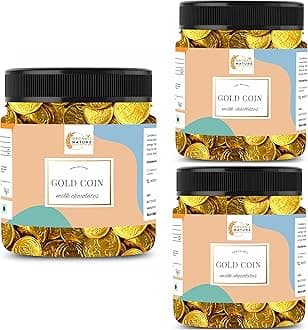 ORGANIC NATURE Gold Coin Milk Chocolates/Chocolate Coins Gift Pack (Jar Pack) (300 Pieces (Pack Of 3 Of 100 Pieces, 300 Gram)