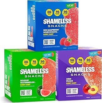 Shameless Snacks Fan Favorites Bundle Healthy Low Carb Keto Gummies Red Raspberry, Watermelon and Sour Peach