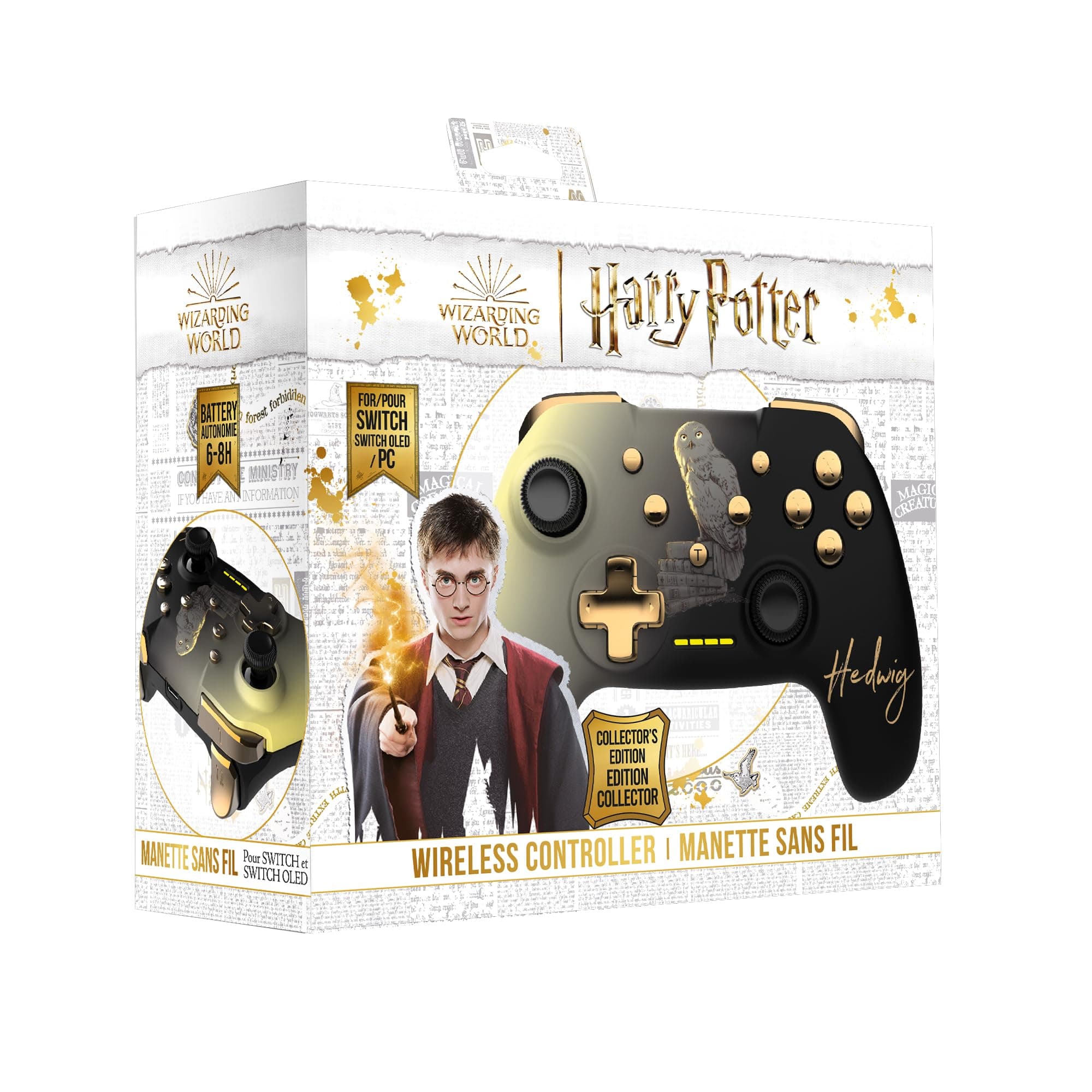 Freaks and Geeks Wizarding World - Harry Potter - Wireless Bluetooth Controller for Nintendo Switch & PC - Hedwige - black