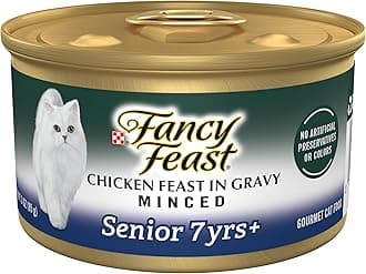 PURINA Fancy Feast High Protein Senior Gravy Wet Cat Food, Chicken Feast Minced Senior 7+ - (24) 3 oz. Cans