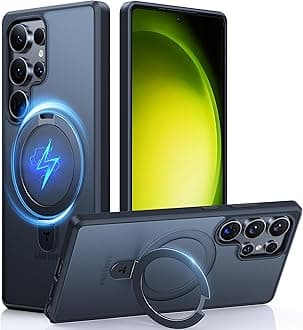 Upgraded Magnetic Ring Stand for Samsung Galaxy S24 Ultra Case, [Fit for Magsafe], Military Grade Drop Tested Shockproof Translucent Slim Protective Phone Case for Samsung S24 Ultra Case, Black