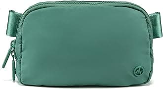 Two Way Zipper Fanny Pack Nylon Everywhere Belt Bag for Women, Water Repellent Waist Packs, Crossbody Bags with Adjustable Strap (Eucalyptus Green)