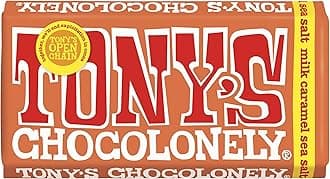 Tony's Chocolonely Milk Caramel Sea Salt Chocolate Bar - 180g Belgian Fairtrade Chocolate, Gift, 32% Cocoa, Vegetarian