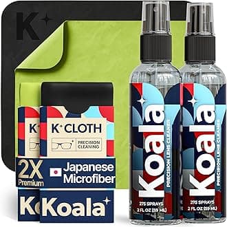 Eyeglass Lens Cleaner Spray Kit | (2x) Glasses Cleaner Bottle + (2x) Microfiber Cloth | Alcohol Free Eyeglasses, Screen, and Camera Cleaning Kit | Made in USA (4 Piece Set)