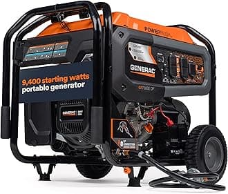 Generac 9,400 Starting Watt Dual Fuel Portable Generator - Electric Start - Gas or Propane Powered - Home Backup or Jobsite - Quiet, Long Runtime, Emergency Power - 49-State Compliant