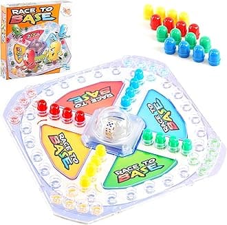 The Magic Toy Shop Race To Base Board Game - Classic Pop A Dice Ludo Set for 2-4 Players, 16 Counters - Traditional Indoor Toys for Families, Kids Party Games