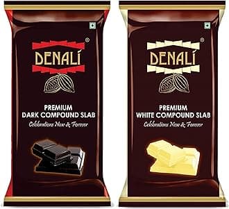 Denali Premium Dark + White Compound Slab, Delicious Chocolate Bars for Cooking/Baking Cakes, Muffins, Mousse (400 Grams)
