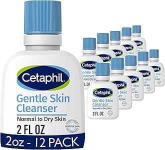 Cetaphil Face Wash, Hydrating Gentle Skin Cleanser for Dry to Normal Sensitive Skin, NEW 2 oz 12 Pack, Fragrance Free, Soap Free and Non-Foaming